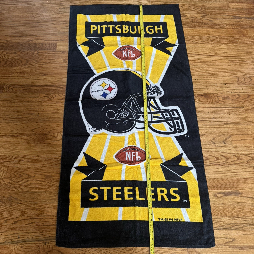 Vtg Pittsburgh Steelers Beach Towel 54"×27" NFL Football 1996 NFLP Official - Picture 7 of 12